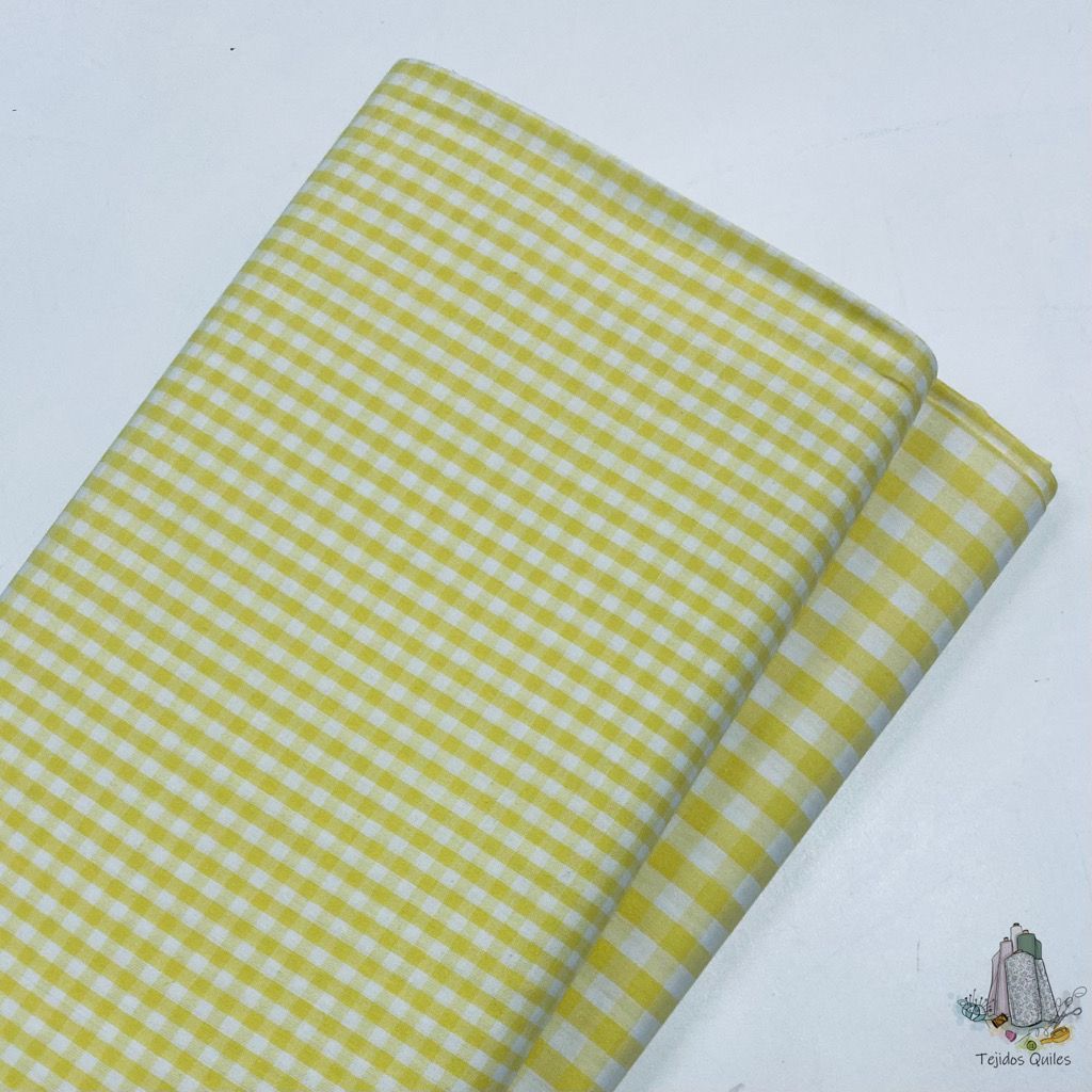 Vichy Algodón Amarillo Empolvado 1cm - Imagen 3