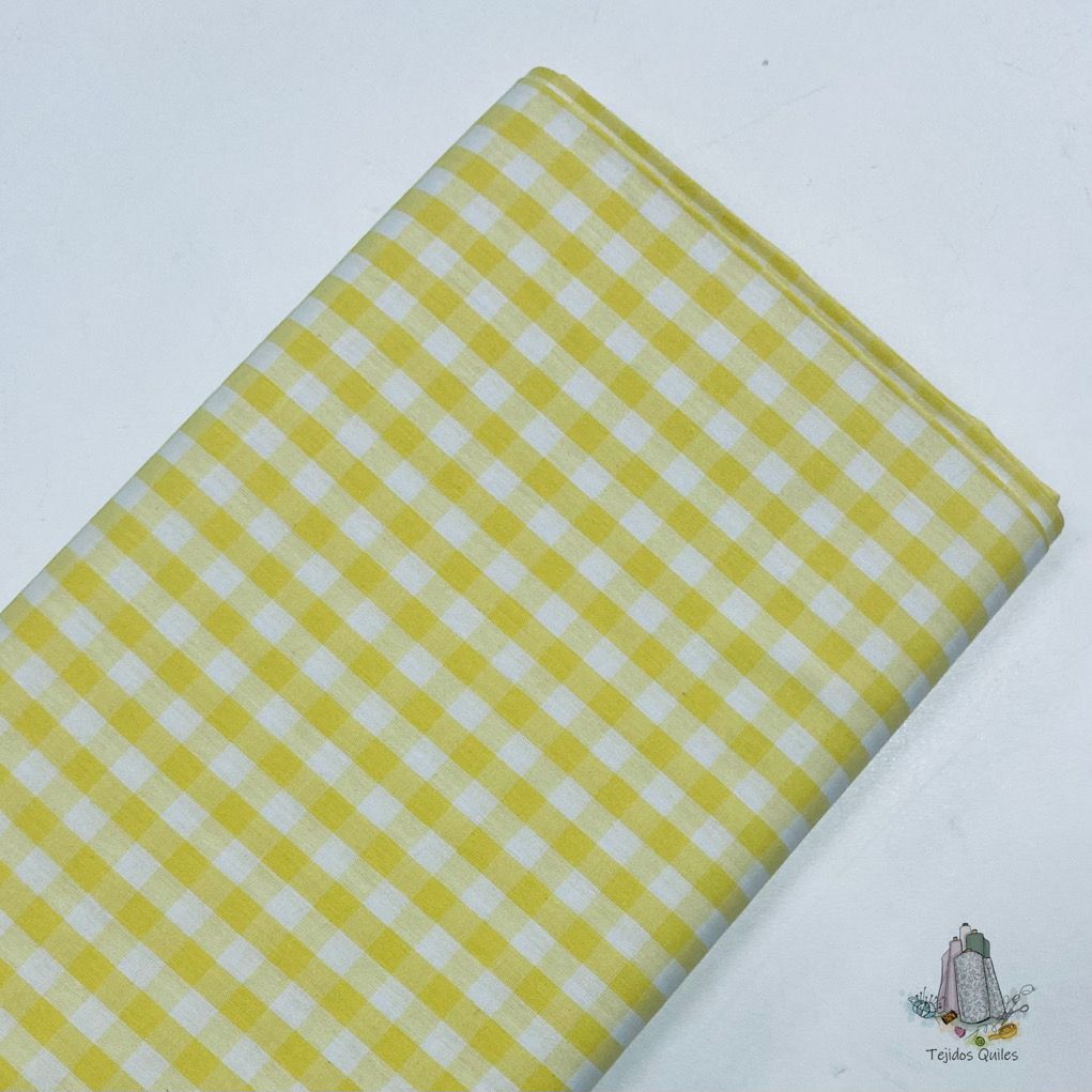 Vichy Algodón Amarillo Empolvado 1cm