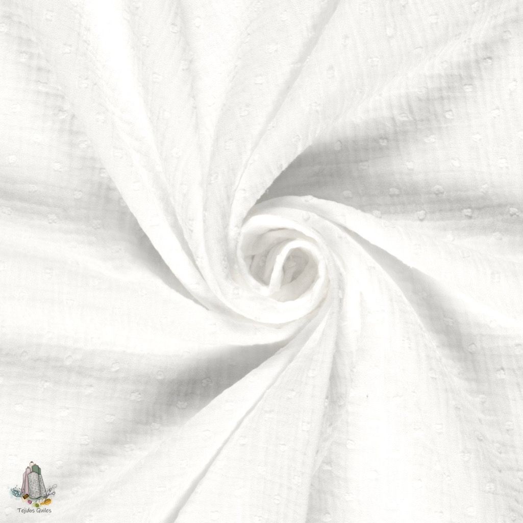 Muselina Plumeti Blanco Roto
