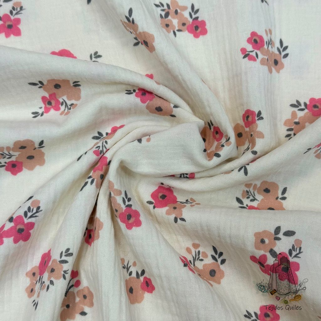 Muselina Spring Flor Big Rosa - Imagen 3