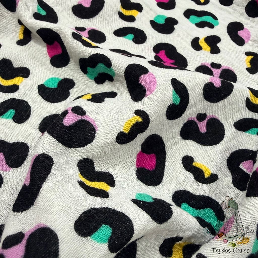Muselina Leopardo Multicolor