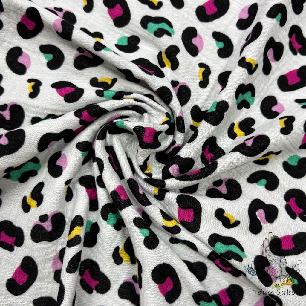 Muselina Leopardo Multicolor - Imagen 2