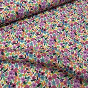 Popelín Flor Acuarela Multicolor 